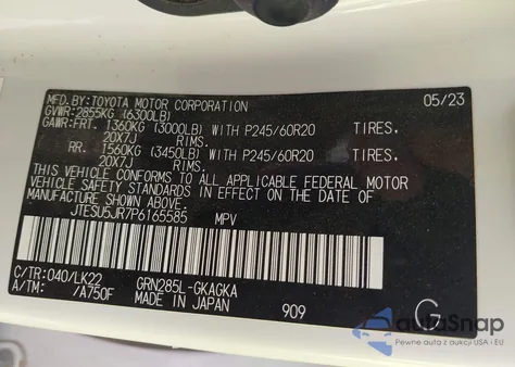 2023 Toyota 4Runner Trd Sport from USA, damaged, VIN JTESU5JR7P6165585